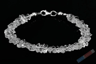Náramek z křišťálu Herkimer QA, větší kousky cca 8 x 4 mm, stříbro Ag 925/1000, RARITA (KRH6353NS)