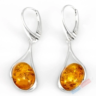 Stříbrné náušnice (Ag 925/1000) s jantarem QA, oválky cca 15 x 11 mm (JA5094U)
