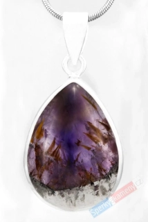 Unisex stříbrný přívěsek (Ag 925/1000) s kakoxenem QA, kapka cca 27 x 20 mm, RARITA (KK9083P)