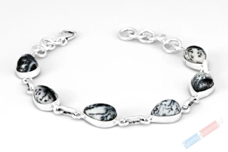 Originální stříbrný náramek (Ag 925/1000) s merlinitem QA, šest kamenů cca 13 x 10 mm, RARITA (OD1331NS)