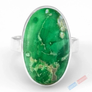 Stříbrný prsten (Ag 925/1000) se vzácným pravým variscitem QA, vel. kamene cca 25 x 16 mm (VA9084R)