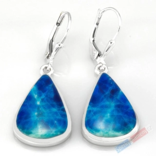 Stříbrné náušnice (Ag 925/1000) s afghanitem QAA, kapky cca 20 x 15 mm, RARITA (AFT1394U)