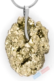 Přívěsek z pyritu QA, ovál cca 30 x 23 mm (PY2113P)