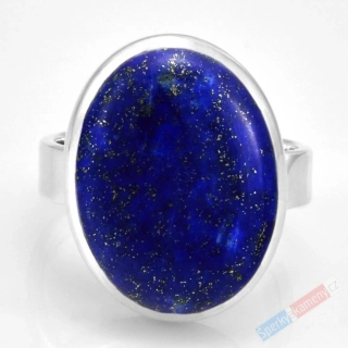 Stříbrný prsten (Ag 925/1000) s lapisem lazuli QAA, vel. kamene cca 21 x 17 mm, "noční obloha" (LL7874R)