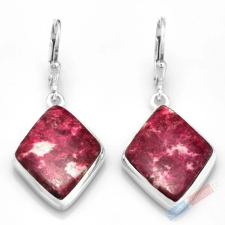 Stříbrné náušnice (Ag 925/1000) s thulitem QA, cca 23 x 17 mm, RARITA (THL7264U)