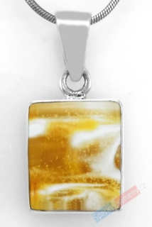 Unisex stříbrný přívěsek (Ag 925/1000) s baltským bílým jantarem prorostlým ve žlutém jantaru QAA, cca 18 x 16 mm "léčivá síla bílého jantaru IV" (JA1240P)