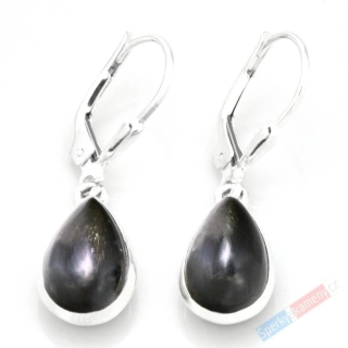 Stříbrné náušnice (Ag 925/1000) s hyperstenem QA, kapky cca 13 x 9 mm (HY9081U)