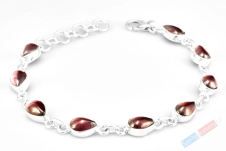 Originální stříbrný náramek (Ag 925/1000) s granátem almandin QA, devět kamenů o cca 8 x 6 mm (GR1089NS)
