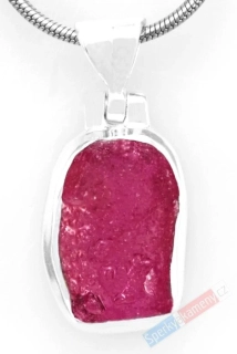 Unisex stříbrný přívěsek (Ag 925/1000) s přírodním rubínem QA, cca 17 x 12 mm, krásná barva (RU9085P)