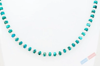 Minimalistický náhrdelník z arménského tyrkysu QA a bílých sladkovodních perel, stříbro Ag 925/1000, "náhrdelník pro královnu jezerních víl" (TYP1050S)