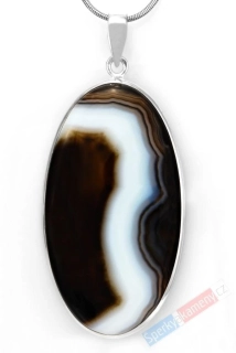 Velký stříbrný přívěsek (Ag 925/1000) s onyxem QA, ovál cca 54 x 30 mm, krásné probarvení (ON1452P)