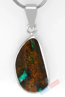 Unisex stříbrný přívěsek (Ag 925/1000) s boulder opálem QA, cca 23 x 14 mm, "kámen síly, prosperity a štěstí", RARITA (OBO7865P)