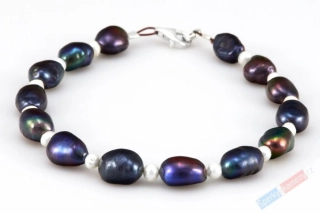 Náramek v boho stylu ze sladkovodních multicolor a bílých perel QA, stříbro Ag 925/1000, "šperk pro jezerní princeznu IV" (PMC3631NS)