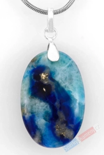 Unisex přívěsek z afghanitu QA, ovál cca 27 x 17 mm, stříbro Ag 925/1000, "andělská energie", RARITA (AFT9075P)