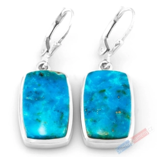 Stříbrné náušnice (Ag 925/1000) s arizonským tyrkysem QA, cca 20 x 13 mm, RARITA (TYS9076U) 