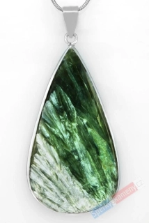 Extra velký stříbrný přívěsek (Ag 925/1000) se serafinitem QA, kapka cca 62 x 34 mm, RARITA (SF1331P)