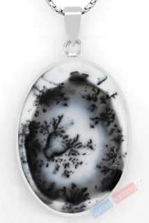 Větší stříbrný přívěsek (Ag 925/1000) s merlinitem QA, ovál cca 45 x 33 mm, RARITA (OD1333P)