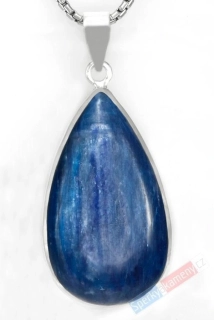 Větší stříbrný přívěsek (Ag 925/1000) s kyanitem QA, kapka cca 41 x 24 mm (KY7865P)