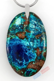 Přívěsek ze šatukitu QA, ovál cca 39 x 25 mm, stříbro Ag 925/1000, krásné probarvení, RARITA (SH8651P)