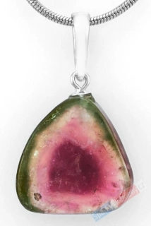 Přívěsek z melounového turmalínu QAA, stříbro Ag 925/1000, průřez krystalem cca 17 x 16 mm, nádherné probarvení (TM1210P)