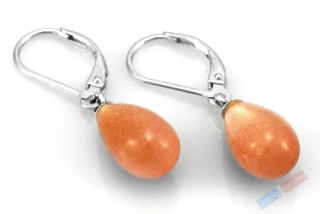 Náušnice ze slunečního kamene QA, stříbro Ag 925/1000, oválné kapky cca 14 x 8 mm (SL7266U)