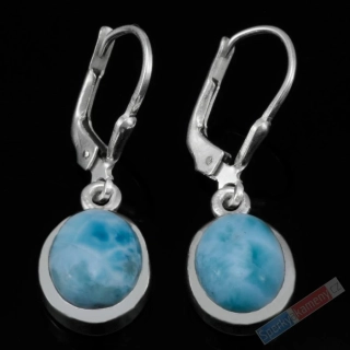 Stříbrné náušnice (Ag 925/1000) s larimarem QA, oválky cca 12 x 10 mm, RARITA (LR9088U)