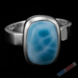 Stříbrný prsten (Ag 925/1000) s larimarem QA, vel. kamene cca 16 x 12 mm, RARITA (LR9089R)