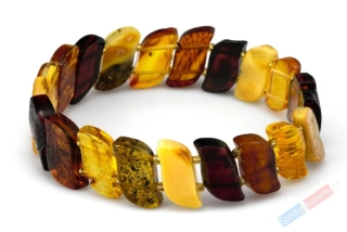 Originální náramek z baltského jantaru QAA, plochý, dílky cca 15 x 8 mm, "šperk z medového království VIII" (JA4223NS)
