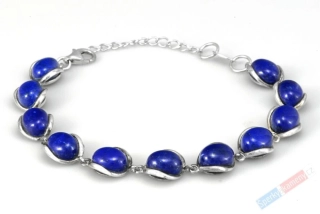 Originální stříbrný náramek (Ag 925/1000) s lapisem lazuli QA, jedenáct kamenů o velikosti cca 10 x 8 mm, "noční obloha plná hvězd III" (LL1841NS)