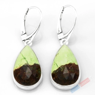 Stříbrné náušnice (Ag 925/1000) s lemon chryzoprasem QAA, kapky cca 23 x 14 mm, RARITA (CHRL7869U)
