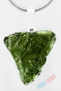 Unisex přívěsek z přírodního vltavínu QA, cca 16 x 15 mm, stříbro Ag 925/1000 (VL7865P)