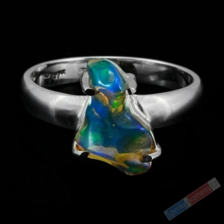 Stříbrný prsten (Ag 925/1000) s přírodním drahým opálem QAA, free form cca 14 x 10 mm, POUZE VELIKOST 57, RARITA (ODR1513R)