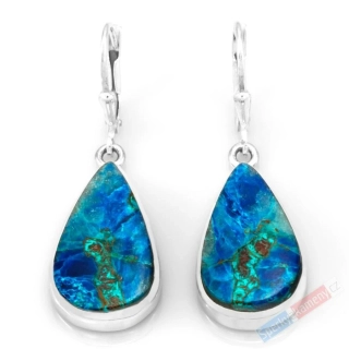 Stříbrné náušnice (Ag 925/1000) se šatukitem QA, kapky cca 22 x 13 mm, RARITA (SH1028U)