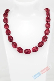 Náhrdelník z thulitu QA, oválky cca 15 mm, stříbro Ag 925/1000, RARITA (THL1694S)