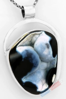 Větší stříbrný přívěsek (Ag 925/1000) s korálovcem QAA, cca 45 x 35 mm, "zkamenělá krása z floridských hlubin XII", RARITA (KV2570P)