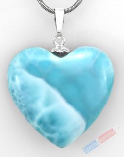 Originální přívěsek z larimaru QA, stříbro Ag 925/1000, srdce cca 30 x 31 mm, nádherná barva, "srdce princezny z Atlantidy", RARITA (LR2662P)