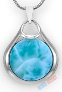 Stříbrný přívěsek (Ag 925/1000) s larimarem QA, cca 29 x 24 mm, RARITA (LR1115P)