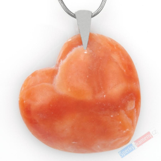 Originální přívěsek z oranžového selenitu QA, stříbro Ag 925/1000, srdce cca 38 x 38 mm, "pohlazení andělů II" (SI2420P)