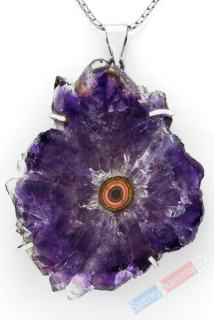 Extra velký stříbrný přívěsek (Ag 925/1000) s ametystovou růží QAA, cca 60 x 48 mm, nádherná tmavě fialová barva, "krajková květina IX" (AMR2662P)