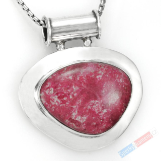 Stříbrný přívěsek (Ag 925/1000) s thulitem QAA, cca 32 x 39 mm, "anděl strážný", RARITA (THL1514P)