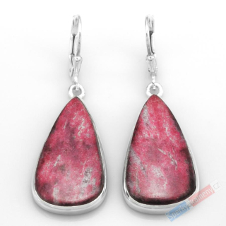 Stříbrné náušnice (Ag 925/1000) s thulitem QAA, velké kapky cca 27 x 16 mm, RARITA (THL7266U)
