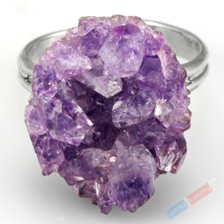 Prsten s drůzou ametystu QA, vel. kamene cca 19 x 16 mm (AM2092R)