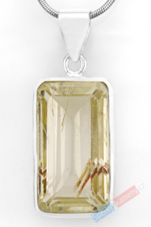 Unisex stříbrný přívěsek (Ag 925/1000) s broušeným hiddenitem QAA, cca 27 x 16 mm, RARITA (HN2421P)