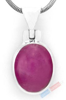 Minimalistický stříbrný přívěsek (Ag 925/1000) s rubínem QA, oválek cca 15 x 12 mm, krásná barva (RU1217P)