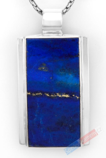 Větší unisex stříbrný přívěsek (Ag 925/1000) s lapisem lazuli QAA, cca 40 x 25 mm, nádherná barva s prorosty pyritu, "hvězdná dráha na noční obloze" (LL1551P)