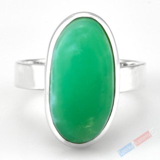 Stříbrný prsten (Ag 925/1000) s chryzoprasem QAA, vel. kamene cca 22 x 12 mm, RARITA (CHR7267R)