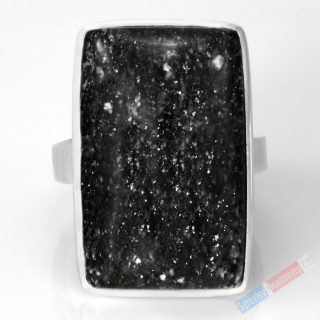 Velký unisex stříbrný prsten (Ag 925/1000) s Black Sun Stone QA, vel. kamene cca 28 x 18 mm, RARITA (BSS9081R)