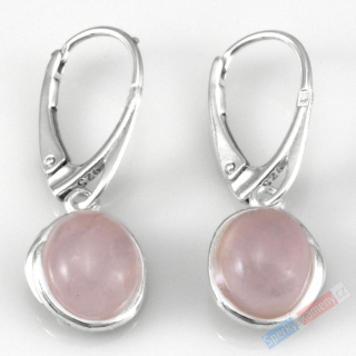 Stříbrné náušnice (Ag 925/1000) s růženínem QA, oválky cca 12 x 10 mm , "šperk pro něžnou vílu III" (R3950U)