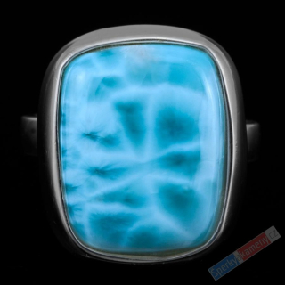 Unisex stříbrný prsten (Ag 925/1000) s larimarem QA, vel. kamene cca 21 x 18 mm, nádherná kresba a barva, VELIKOST57/58, RARITA (LR1285R)