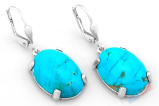 Stříbrné náušnice (Ag 925/1000) s arizonským tyrkysem QA, oválky cca 18 x 13 mm, RARITA (TYS9098U)